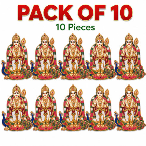 Lord Karttikeya (Murugan) Printed MDF Cutout Pack of 10 | DIY Decoration, Toran & Bandhanwar | Craft Shop India