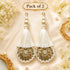 Cream Mirror Work Round Latkan Tassel Set of 2 for Saree Pallu, Blouse, Dupatta & Lehenga | Craft Shop India