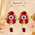 Red Handmade Floral Evil Eye Door Hanging Pair with Pearl Beads & Tassels | Home & Mandir Decor | Craft Shop India