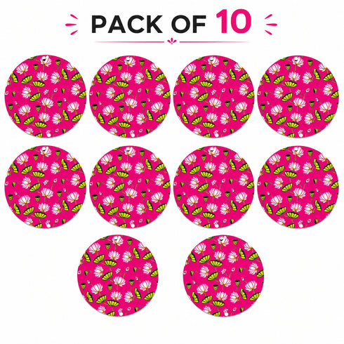 Rani Pink Pichwai Lotus Round Cutout Pack of 10 | Wall Hanging Decoration | Craft Shop India