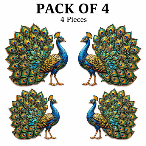 Peacock Printed MDF Cutout Pack of 4 | 6 Inch | DIY Decoration, Toran & Bandhanwar | Craft Shop India