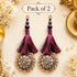 Dark Wine Mirror Work Round Latkan Tassel Set of 2 for Saree Pallu, Blouse, Dupatta & Lehenga | Craft Shop India