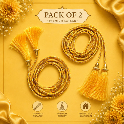 Yellow Tassel with Cord Rope Pack of 2 for Saree, Blouse, Dupatta & Lehenga | Craft Shop India