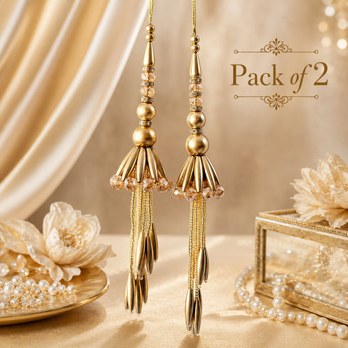 Golden Pipe Handmade Ethnic Latkan Tassel Set of 2 for Saree, Blouse & Lehenga | Craft Shop India