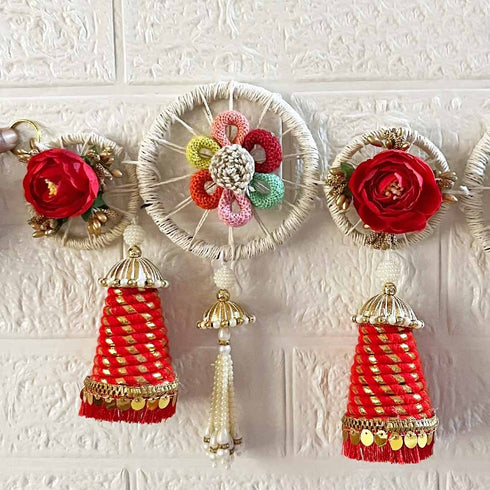 Red Rose Cone Toran Bandhanwar for Door Entrance | 40 Inch | Handmade Floral Door Hanging | Craft Shop India