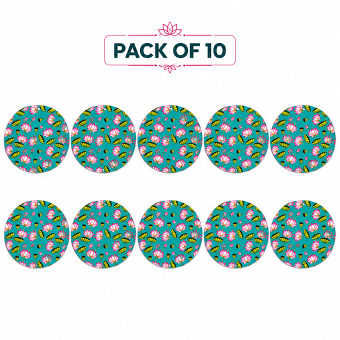 Turquoise Pichwai Lotus Round Cutout Pack of 10 | Wall Hanging Decoration | Craft Shop India