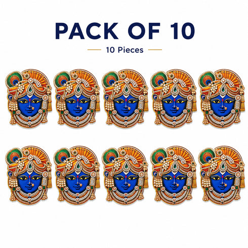 Krishna Ji Printed MDF Cutout Pack of 10 for DIY Decoration, Toran & Bandhanwar | Craft Shop India