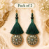 Dark Green Mirror Work Round Latkan Tassel Set of 2 for Saree Pallu, Blouse, Dupatta & Lehenga | Craft Shop India