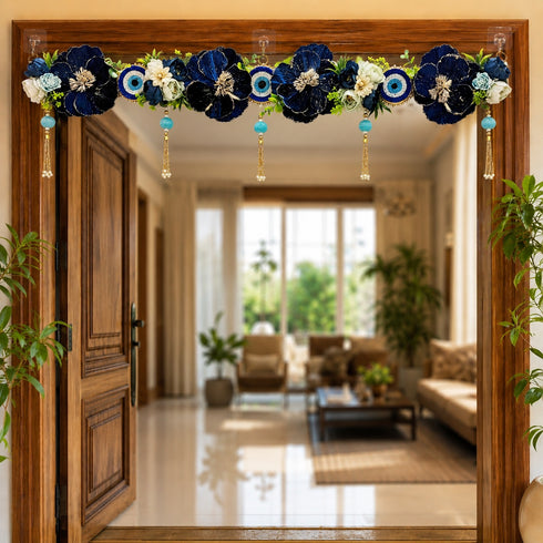 Blue Evil Eye Bandhanwar Toran 40 Inch for Home Door Entrance | Craft Shop India
