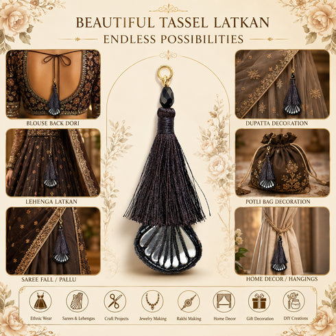 Dark Brown Handmade Ethnic Latkan Tassel Pack of 2 for Saree, Blouse & Lehenga | Craft Shop India
