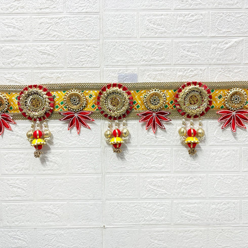 Yellow Lotus Patch Bandhanwar for Door Entrance | 40 Inch | Handmade Floral Door Hanging | Craft Shop India