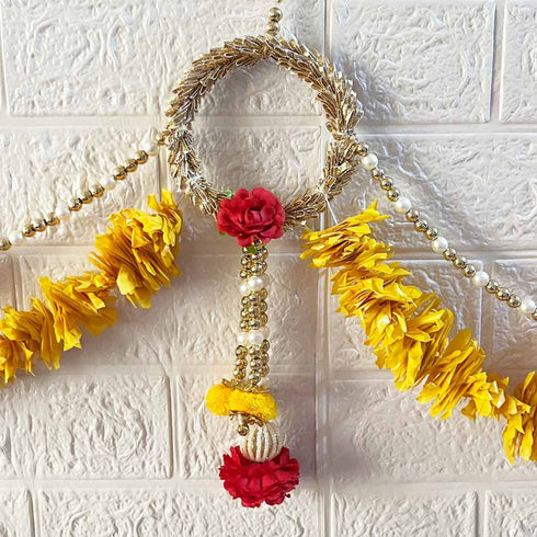 Yellow Flower String Bandhanwar Toran 40 Inch for Home Entrance | Craft Shop India