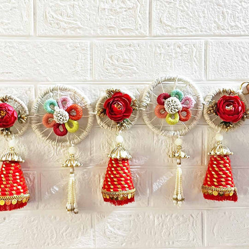 Red Rose Cone Toran Bandhanwar for Door Entrance | 40 Inch | Handmade Floral Door Hanging | Craft Shop India