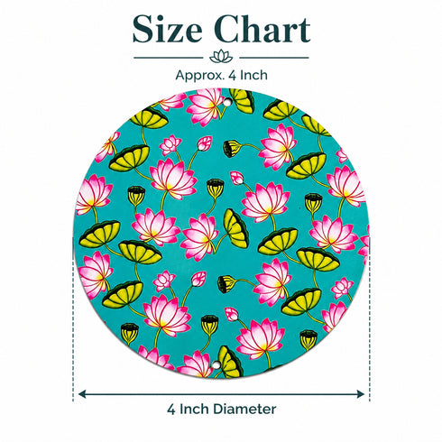 Turquoise Pichwai Lotus Round Cutout Pack of 10 | Wall Hanging Decoration | Craft Shop India