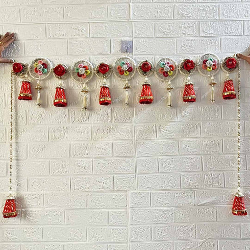 Red Rose Cone Toran Bandhanwar for Door Entrance | 40 Inch | Handmade Floral Door Hanging | Craft Shop India