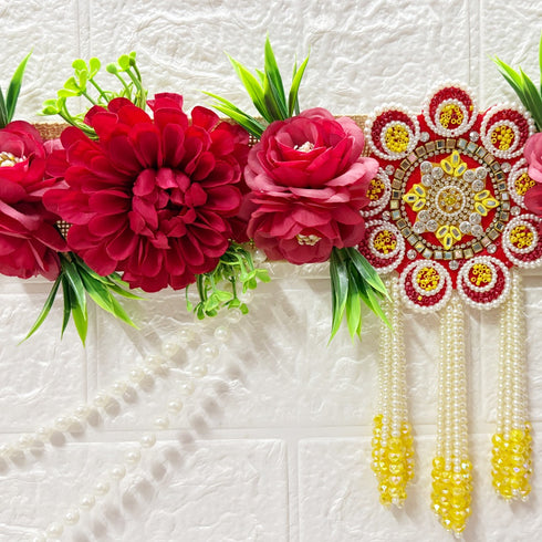 Red Hare Ka Sahara Bandhanwar for Door Entrance | 40 Inch | Handmade Floral Door Hanging | Craft Shop India
