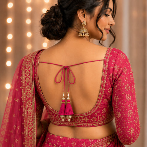 Rani Silk Hanging Tassels with Silver Cutdana Beads for Saree Pallu, Blouse, Lehenga, Dupatta, DIY Craft & Decoration | Pack of 10 | Craft Shop India