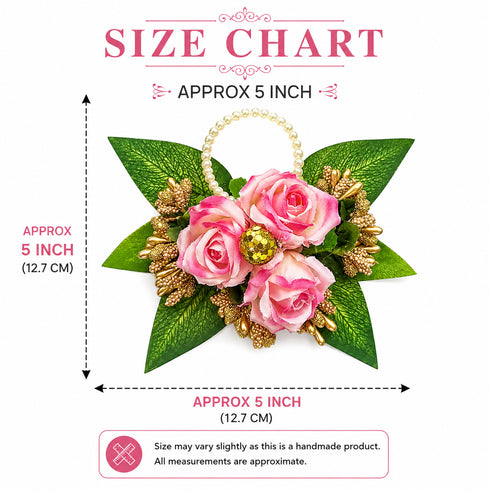 Pink Handmade Artificial 3 Flowers & Pollen Bunch Pack of 6 & 12 | Trousseau Packing | Craft Shop India