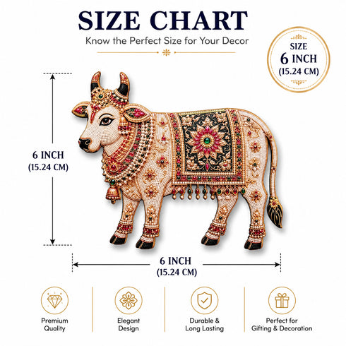 Kamdhenu Cow Printed MDF Cutout Pack of 4 | 6 Inch | DIY Decoration, Toran & Bandhanwar | Craft Shop India