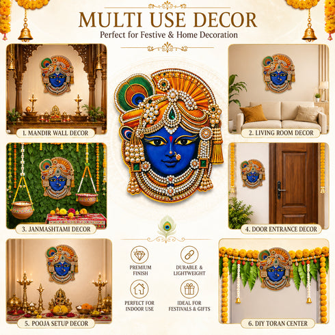 Krishna Ji Printed MDF Cutout Pack of 10 for DIY Decoration, Toran & Bandhanwar | Craft Shop India