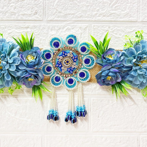 Blue Hare Ka Sahara Bandhanwar for Door Entrance | 40 Inch | Handmade Floral Door Hanging | Craft Shop India