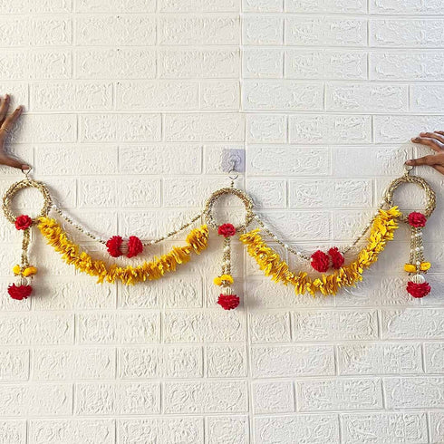 Yellow Flower String Bandhanwar Toran 40 Inch for Home Entrance | Craft Shop India