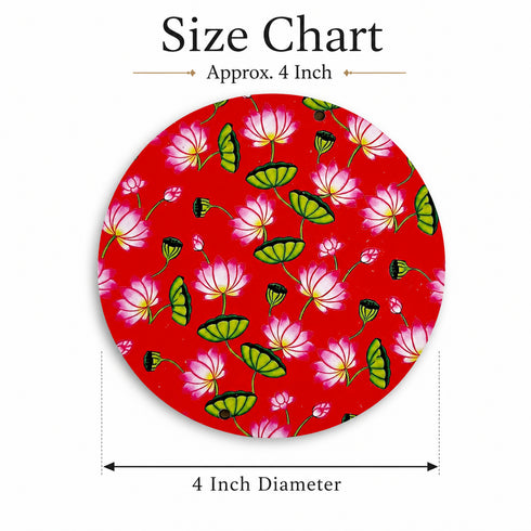 Red Pichwai Lotus Round Cutout Pack of 10 | Wall Hanging Decoration | Craft Shop India