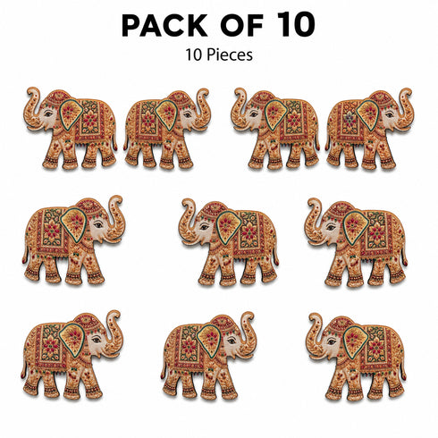 Beaded Elephant Printed MDF Cutout Pack of 10 | DIY Decoration, Toran & Bandhanwar | Craft Shop India