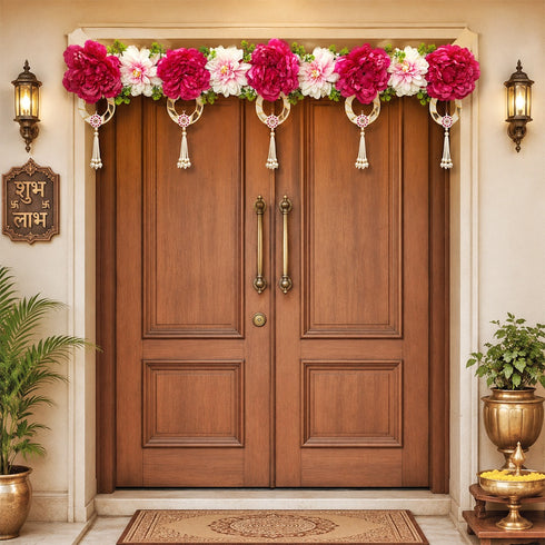 Rani Big Flower Bandhanwar for Door Entrance | 40 Inch | Handmade Floral Door Hanging | Craft Shop India
