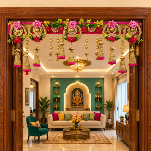 Rani Rose Cone Toran Bandhanwar for Door Entrance | 40 Inch | Craft Shop India