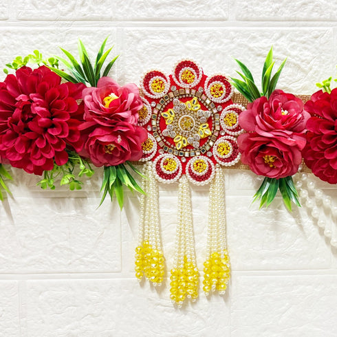 Red Hare Ka Sahara Bandhanwar for Door Entrance | 40 Inch | Handmade Floral Door Hanging | Craft Shop India