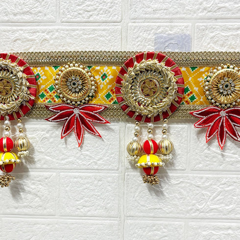 Yellow Lotus Patch Bandhanwar for Door Entrance | 40 Inch | Handmade Floral Door Hanging | Craft Shop India