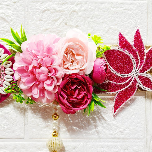 Rani Flower with Beaded Lotus Bandhanwar for Door Entrance | 40 Inch | Handmade Floral Door Hanging | Craft Shop India