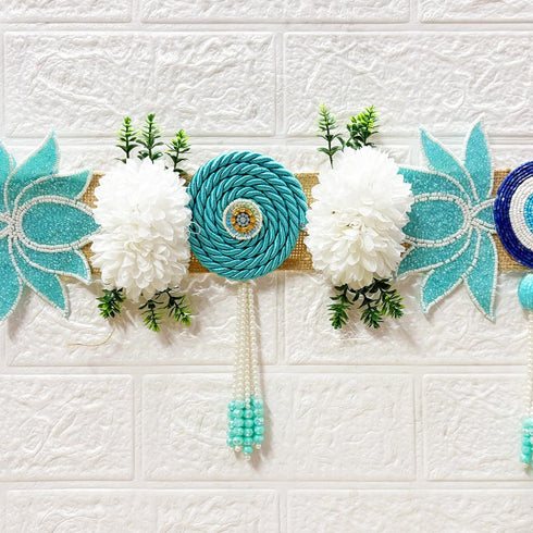 Firozi Lotus Toran Bandhanwar for Door Entrance | 40 Inch | Handmade Floral Door Hanging | Craft Shop India