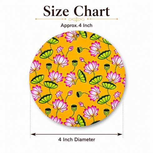 Mustard Pichwai Lotus Round Cutout Pack of 10 | Wall Hanging Decoration | Craft Shop India