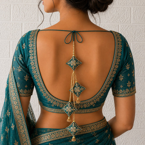 Sea Green Latkan Tassel with Glass Beads Set of 2 | 20 Inch | Saree, Blouse & Lehenga | Craft Shop India