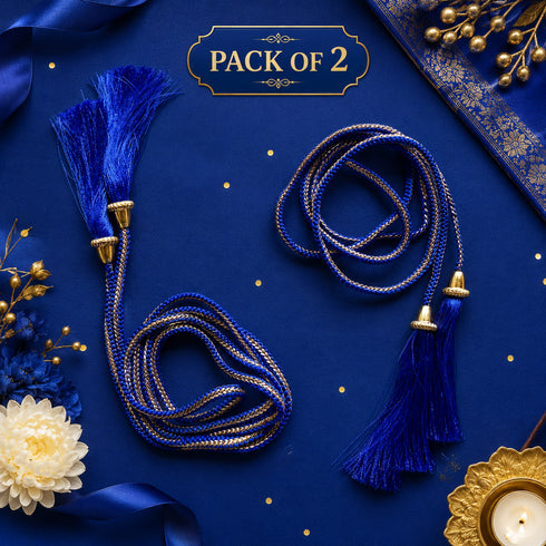 Royal Blue Tassel with Cord Rope Pack of 2 for Saree Pallu, Blouse & Lehenga | Craft Shop India