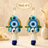 Sky Blue Floral Evil Eye Door Hanging Pair with Pearl Beads & Tassels | Pack of 2 | Craft Shop India