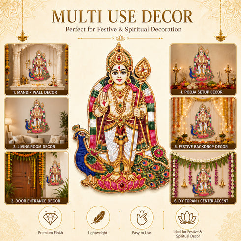 Lord Karttikeya (Murugan) Printed MDF Cutout Pack of 10 | DIY Decoration, Toran & Bandhanwar | Craft Shop India