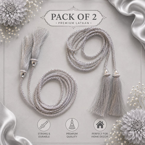 Silver Tassel with Cord Rope Pack of 2 for Saree Pallu, Blouse & Lehenga | Craft Shop India