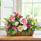 Pink Flower Decorative Multi Floral Wooden Pot Centerpiece 14 x 6 x 10 Inch | Craft Shop India