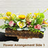 Orange Flower Decorative Multi Floral Wooden Pot Centerpiece 14 x 6 x 10 Inch | Craft Shop India