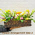 Orange Flower Decorative Multi Floral Wooden Pot Centerpiece 14 x 6 x 10 Inch | Craft Shop India