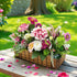 Pink Flower Decorative Multi Floral Wooden Pot Centerpiece 14 x 6 x 10 Inch | Craft Shop India