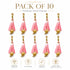 Baby Pink Silk Hanging Tassels with Golden Cutdana Beads for Saree Pallu, Blouse, Lehenga, Dupatta, DIY Art & Craft Decoration | Pack of 10 | Craft Shop India