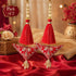 Red Embroidered Triangle Potli Latkan Tassel Set of 2 for Saree, Blouse & Lehenga | Craft Shop India