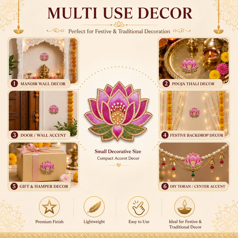 Beaded Lotus Printed MDF Cutout Pack of 10 | DIY Decoration, Toran & Bandhanwar | Craft Shop India