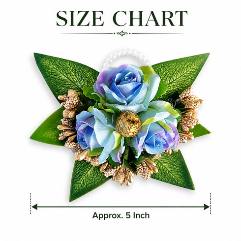 Blue Handmade Artificial 3 Flowers & Pollen Bunch Pack of 6 for Trousseau Packing | Craft Shop India