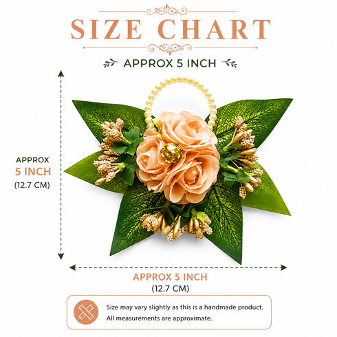 Peach Handmade Artificial 3 Flowers & Pollen Bunch Pack of 6 & 12 | Trousseau Packing | Craft Shop India