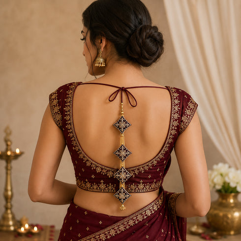 Maroon Latkan Tassel with Glass Beads Set of 2 | 20 Inch | Saree, Blouse & Lehenga | Craft Shop India